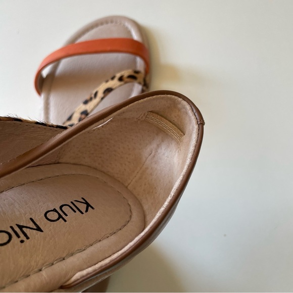 Klub Nico Sandals with Leather Orange and Leopard Pony Hair Straps, 7M - Picture 5 of 7
